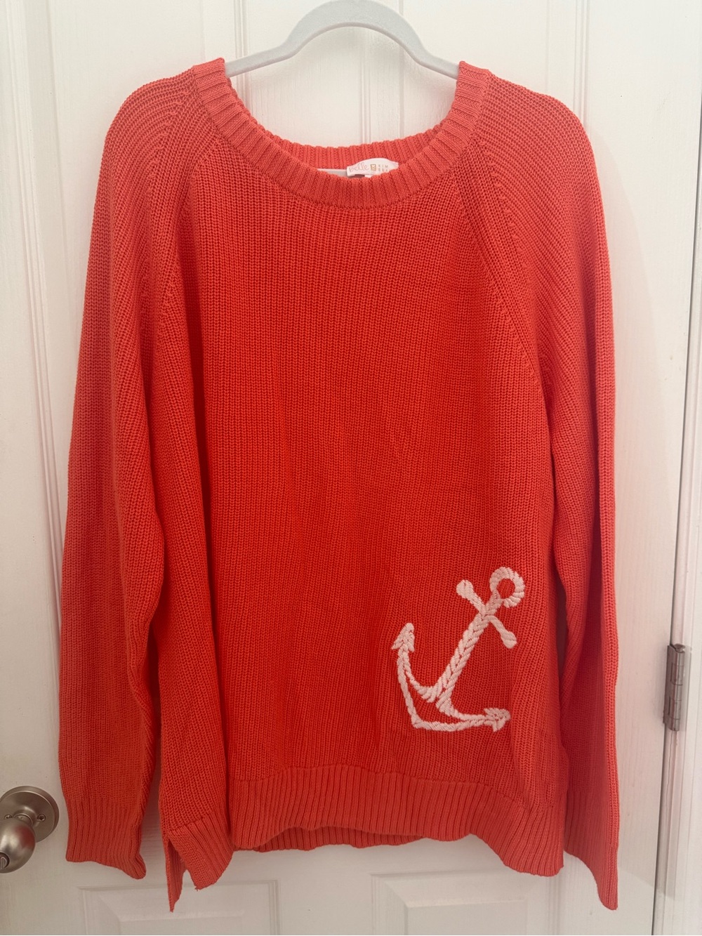 Belle by Kim Gravel Women's Coral Anchor Knit Sweater -  Size 2x